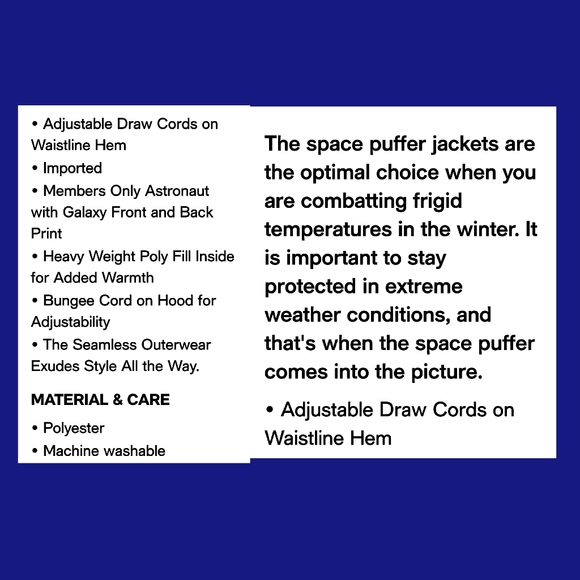MEMBERS ONLY SPACE THEME PUFFER JACKET - Picture 4 of 4